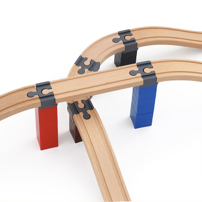 Gerader DUPLO Adapter für Holzeisenbahn – 12er Set (6 Farben)