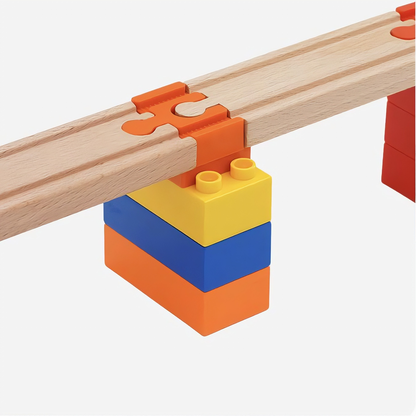 Gerader DUPLO Adapter für Holzeisenbahn – 12er Set (6 Farben)