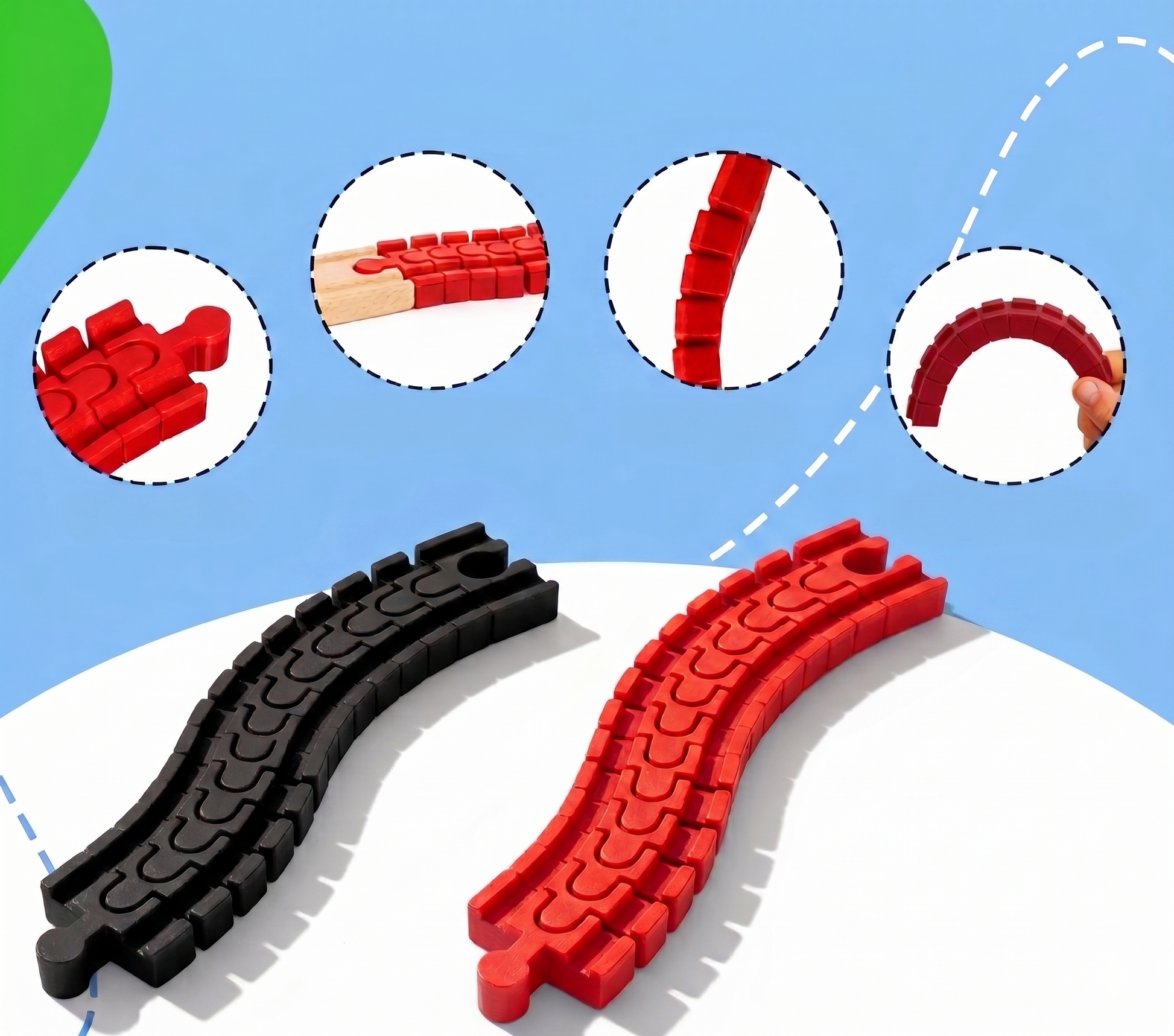Flexible Schiene kompatibel mit DUPLO, Bloxx, Unico und Holzeisenbahn