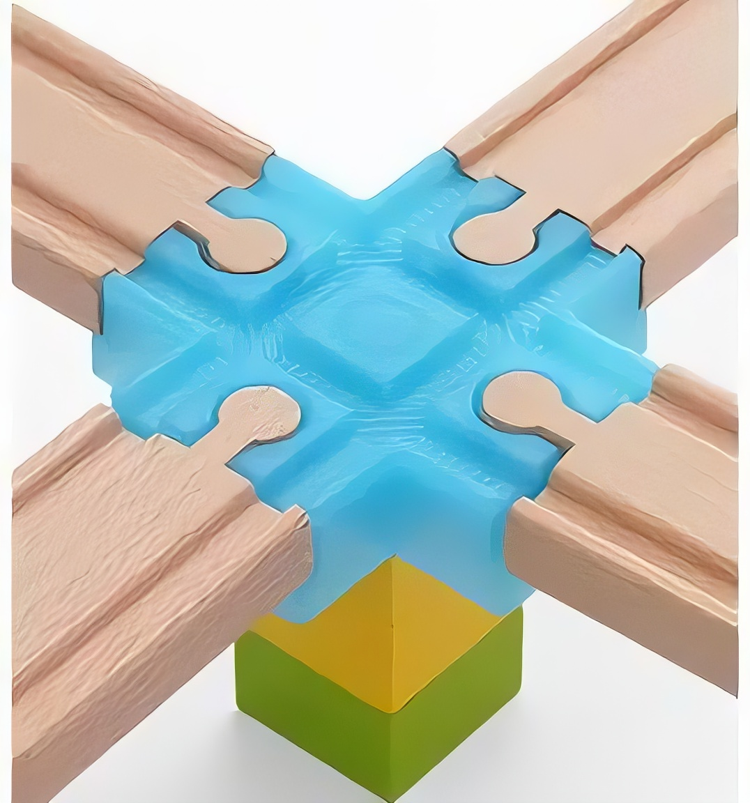 4 Wege Kreuzung für Holzeisenbahn mit DUPLO Verbindung, ideal für komplexe Strecken und Spielkreuzungen