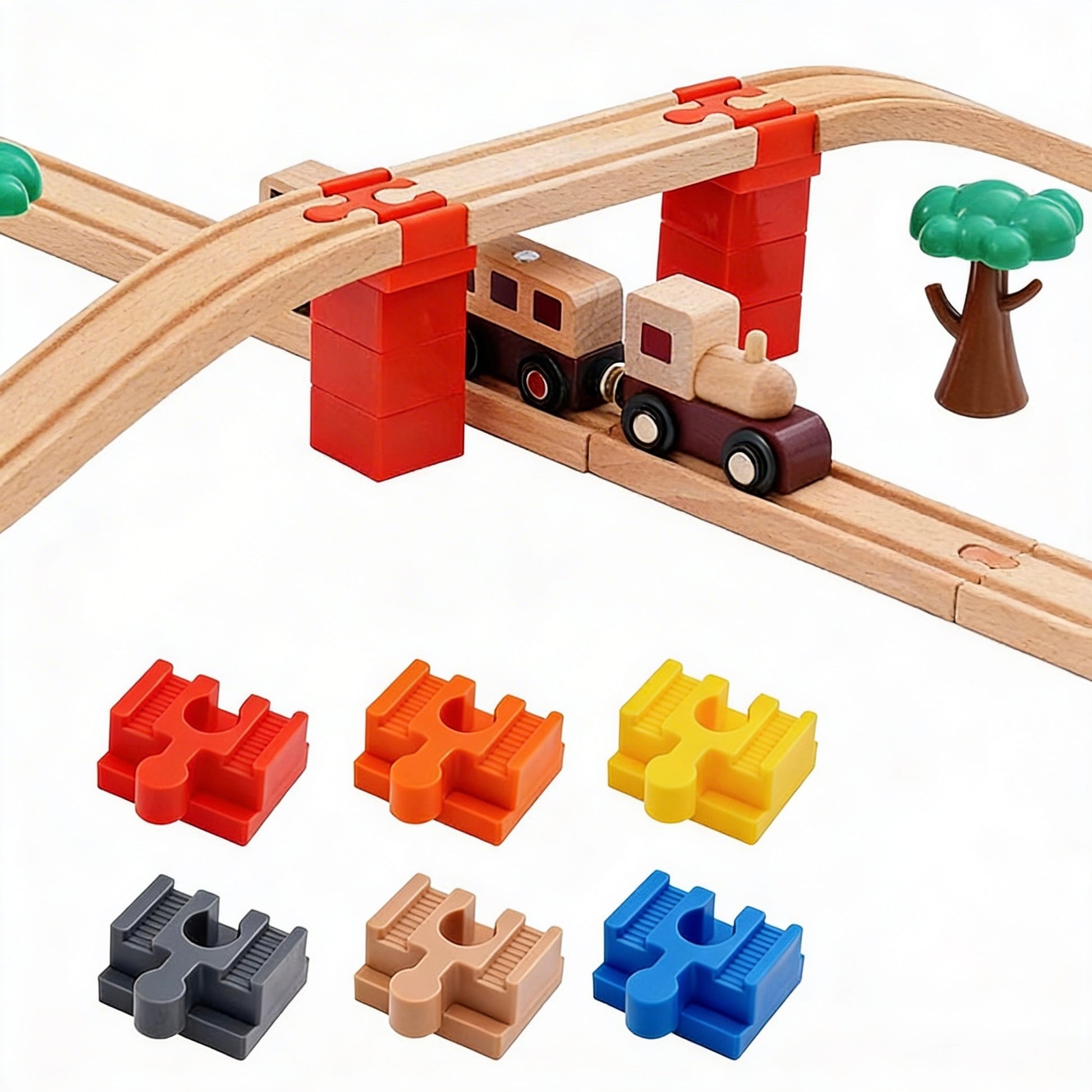 Kunststoff Adapter für gerade Holzeisenbahn Schienen, kompatibel mit BRIO und LEGO DUPLO für feste Verbindung