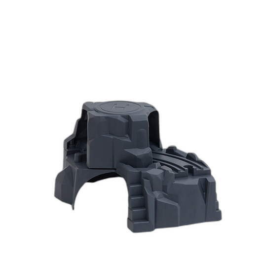 Dunkelgrauer doppelstöckiger Bergtunnel für Holzeisenbahnen