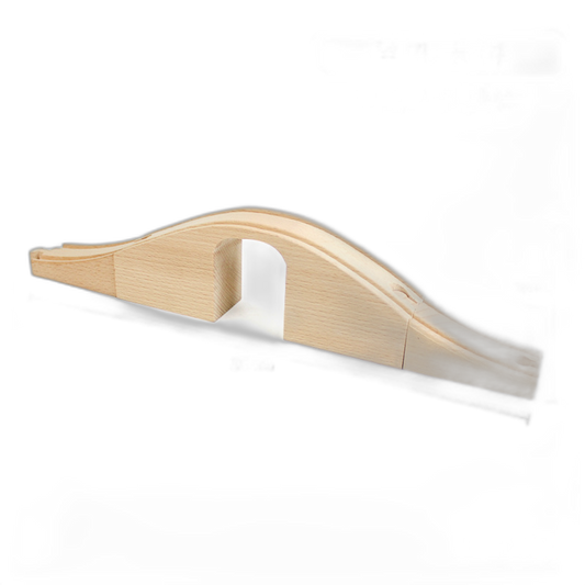 Einbogen-Brücke aus naturbelassenem Buchenholz für Holzeisenbahnen, 36 cm