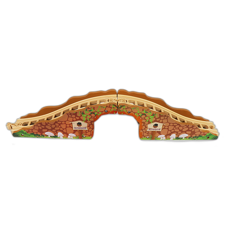 Bedruckte Holzbrücke im Steinbrücken-Design mit Naturmotiv für Holzeisenbahnen, 43 cm